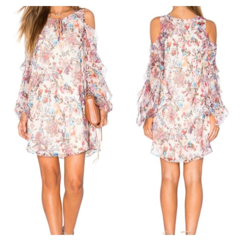 Haute Hippie Womens M Flower In The Sun Dress 100% Silk Boho Keyhole $475 NWT